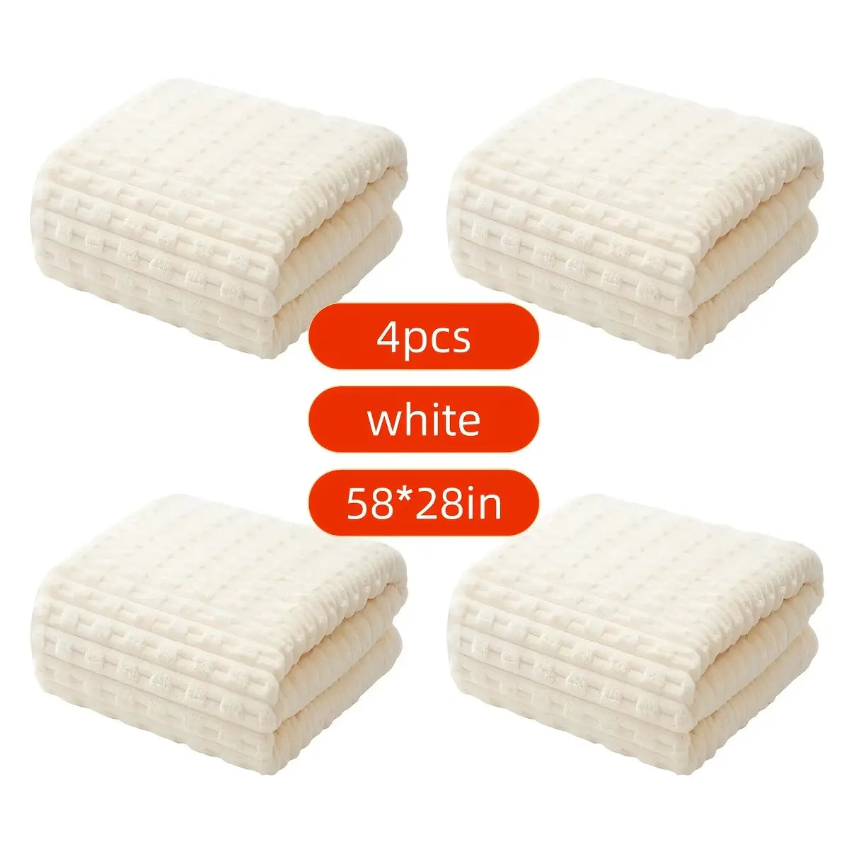 Pack of 4 Super Soft Woven Bath Towels - Quick-Drying Microfiber