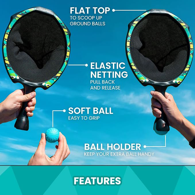 Slingshot Catch & Launch Game, 2 Rackets & 2 Soft Balls