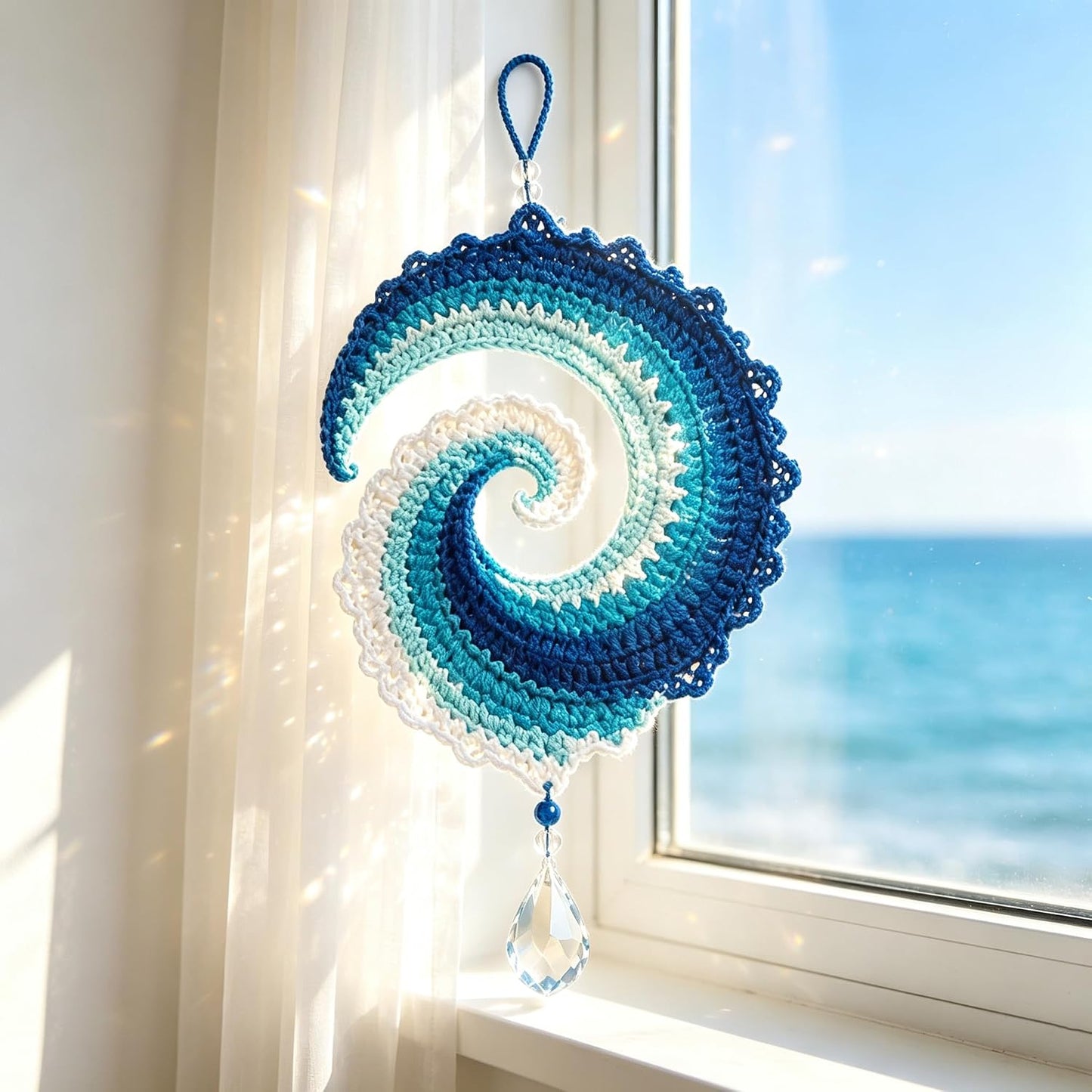 Ocean Wave Crochet Wind Spinner DIY Kit,Spiral Ocean Wave Wind Spinner DIY Crochet Kit(BUY MORE SAVE MORE)
