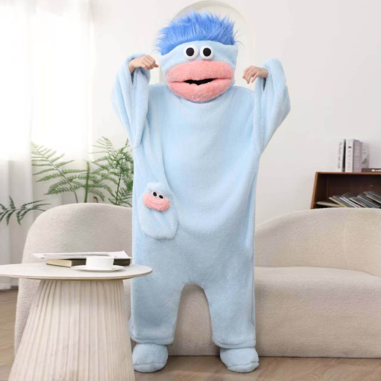 Silly Onesie, Funny Green Monster Hooded Fleece OnesiePajamas, Cozy Ultra-Soft Plush One-Piece Loungewear