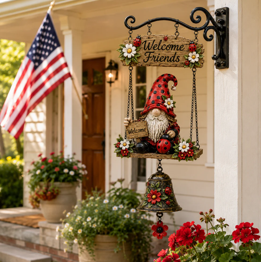 Rustic Garden Gnome Bell Outdoor Decor🐞🌸