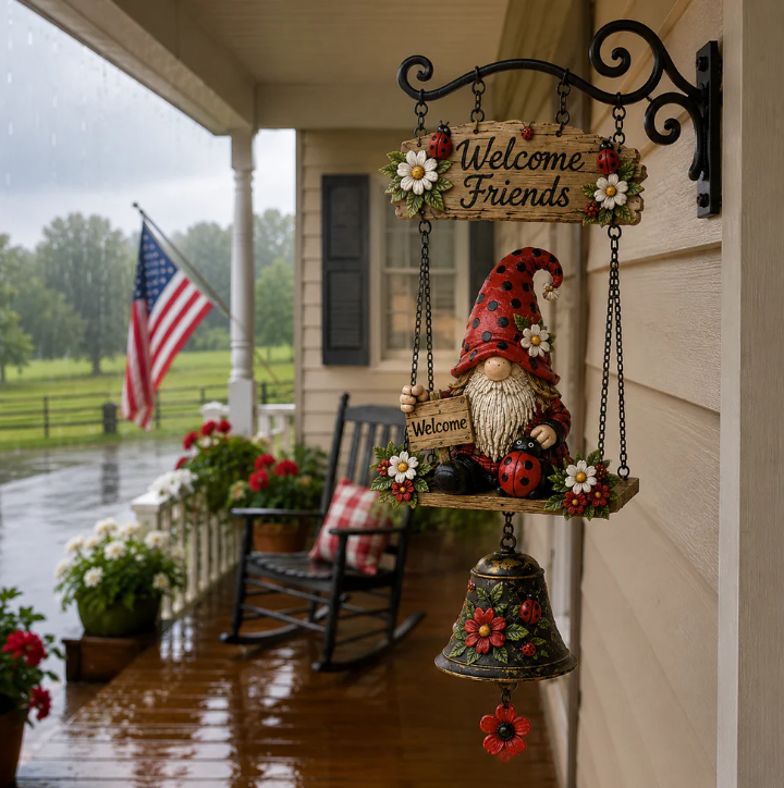 Rustic Garden Gnome Bell Outdoor Decor🐞🌸