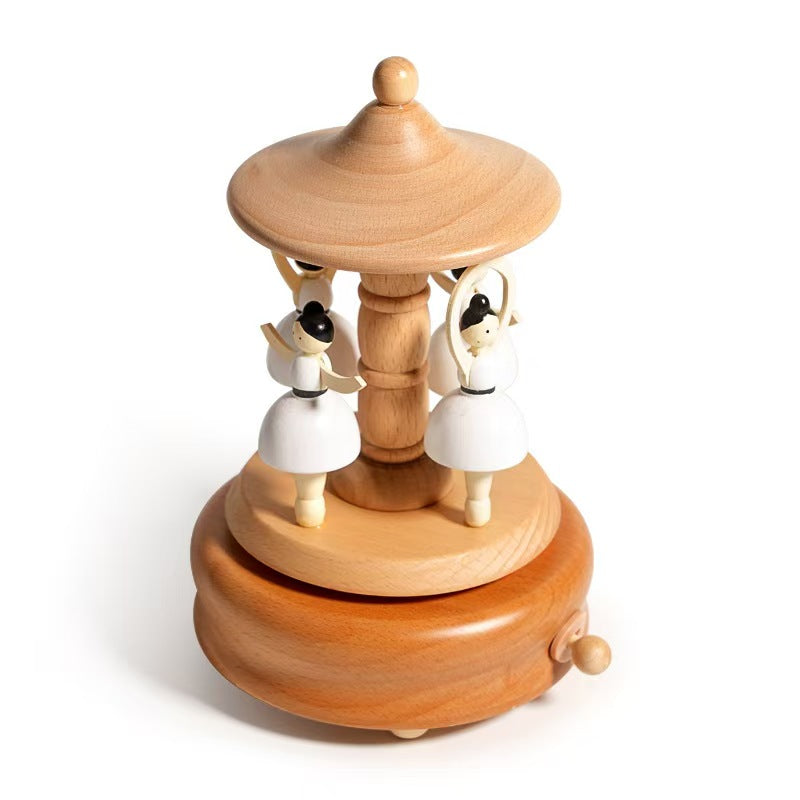 Wood Musical Box Birthday HomeDecoration Rotating Music Boxes MagneticTrain Toy with Mountain Tunnel for Kids BoysGirls