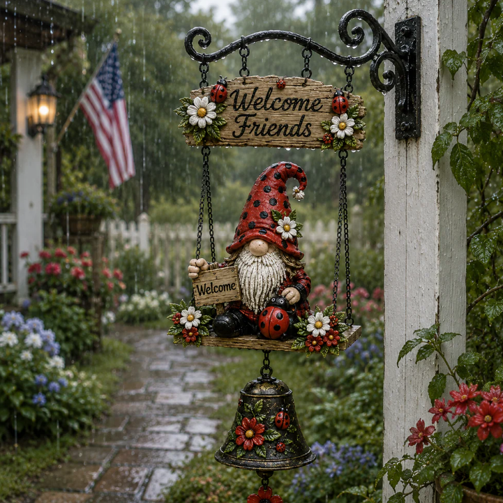 Rustic Garden Gnome Bell Outdoor Decor🐞🌸