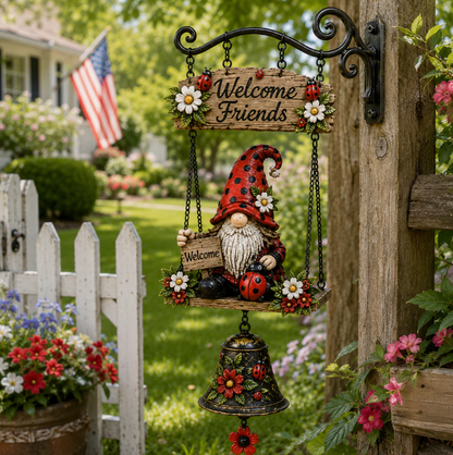 Rustic Garden Gnome Bell Outdoor Decor🐞🌸