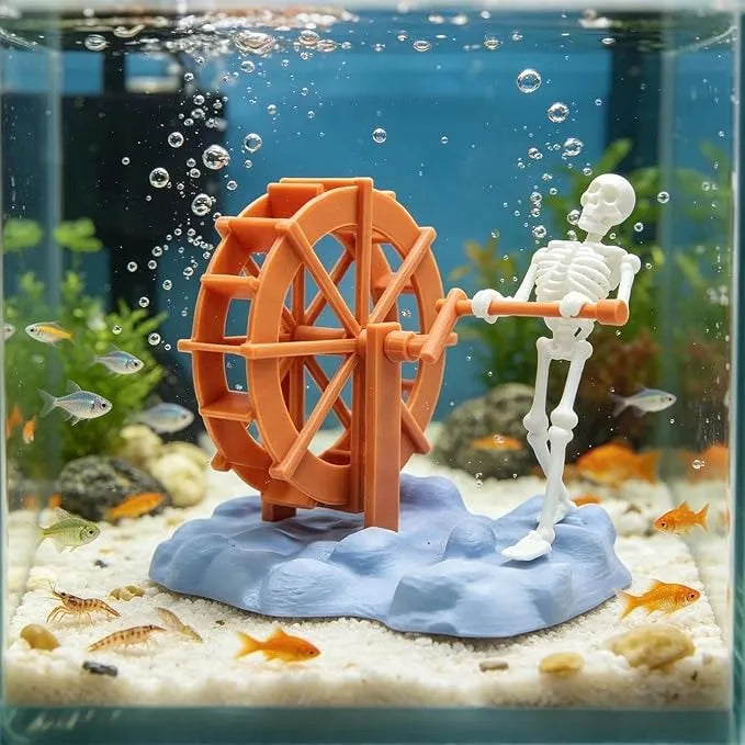 Funny Skeleton Water Wheel Aquarium Ornament