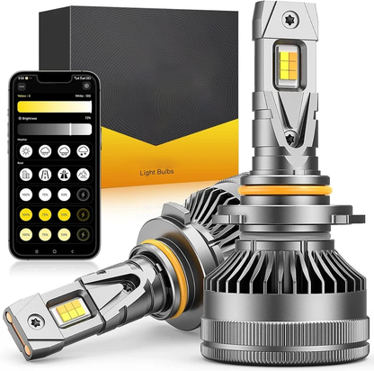 9005/HB3 Smart LED Bulbs, 90,000LM, App-Controlled, 3000K-6500K (2-Pack)
