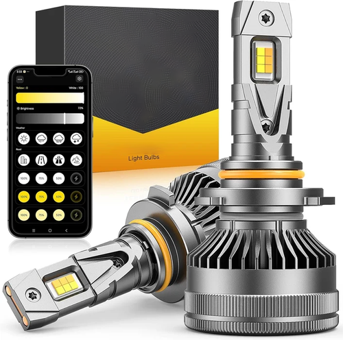 9005/HB3 Smart LED Bulbs, 90,000LM, App-Controlled, 3000K-6500K (2-Pack)