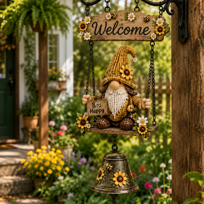 Rustic Garden Gnome Bell Outdoor Decor🐞🌸