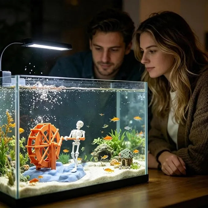 Funny Skeleton Water Wheel Aquarium Ornament