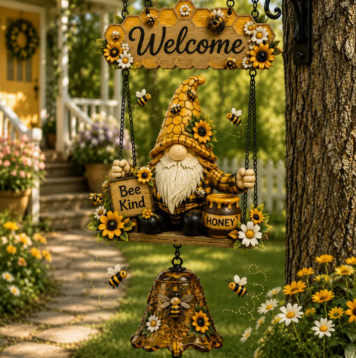 Rustic Garden Gnome Bell Outdoor Decor🐞🌸