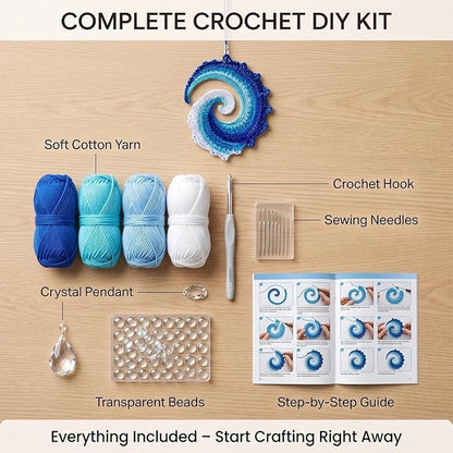 Ocean Wave Crochet Wind Spinner DIY Kit,Spiral Ocean Wave Wind Spinner DIY Crochet Kit(BUY MORE SAVE MORE)