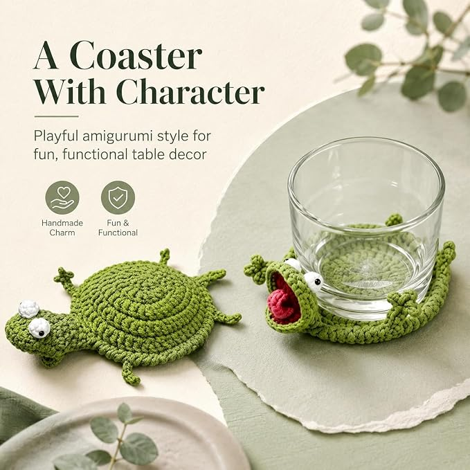 Crochet Lizard Coaster, 3D Amigurumi Handmade Animal Cup Mat-BUY 2 SAVE $11.9