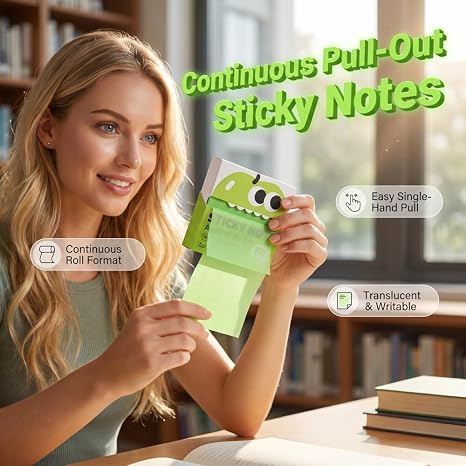 Glitter Sticky Notes, 3x3 Inch Transparent Pull Out Sticky Notes| Clear Translucent Self-Adhesive Sticky Notes for Back to School & Office Supplies