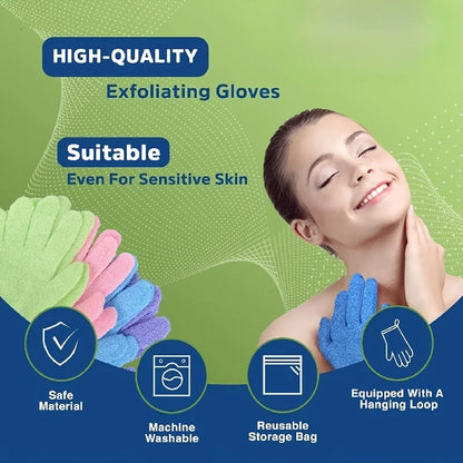 Exfoliating Gloves, Dead Skin Remover, Exfoliate Bath Shower Gloves, Moroccan Hand Body Scrub Mitt