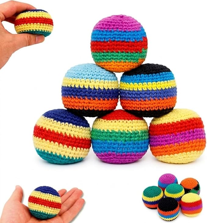 6-Pack Footbag Sack Set – Soft Kick Sack Balls for Adults & Beginners(BUY MORE SAVE MORE)