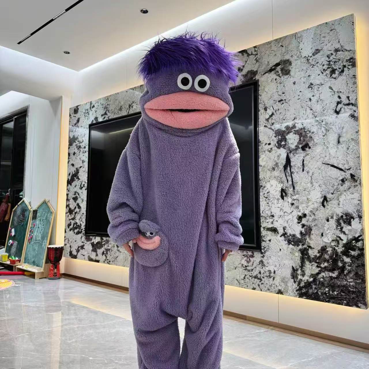 Silly Onesie, Funny Green Monster Hooded Fleece OnesiePajamas, Cozy Ultra-Soft Plush One-Piece Loungewear
