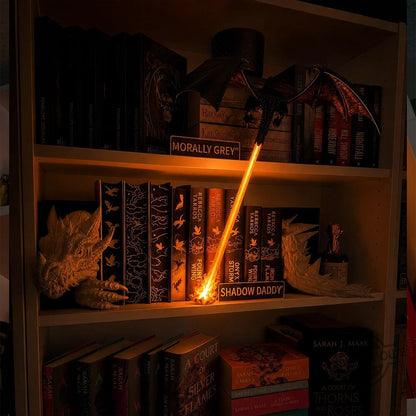 Dragon Bookshelf Nook Light, 3D Printed Fire-Breathing Fantasy Shelf Decor