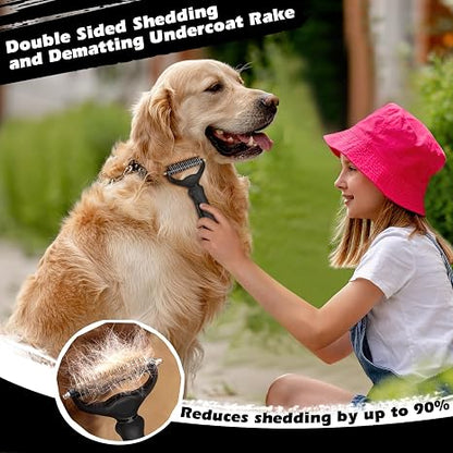 Professional 3PCS Self Cleaning Slicker Brush & Pet Grooming Rake & Flea Comb