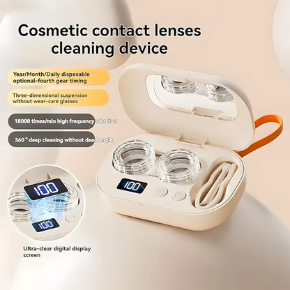 Rechargeable Ultrasonic Contact Lens Cleaner, Contact LensApplicator Tool, Gentle Cleaning & 99% Brightness（BUY MORE SAVE MORE)