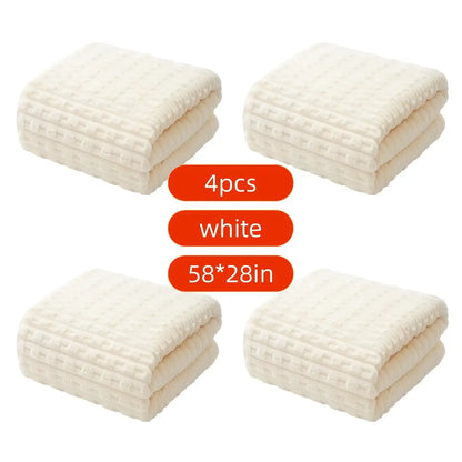 Pack of 4 Super Soft Woven Bath Towels - Quick-Drying Microfiber