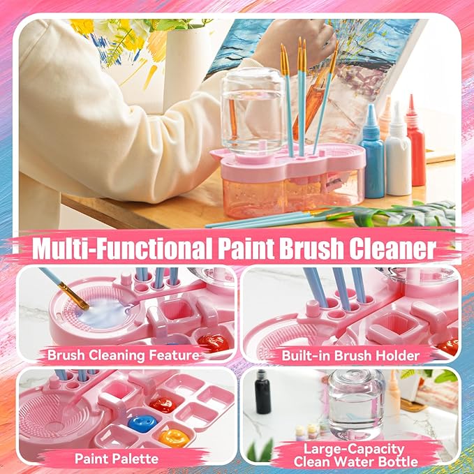Upgraded Paint Brush Cleaner Tool,Brush Rinser Cup Painting Running Water Circulation Art Supplies