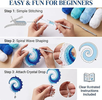 Ocean Wave Crochet Wind Spinner DIY Kit,Spiral Ocean Wave Wind Spinner DIY Crochet Kit(BUY MORE SAVE MORE)