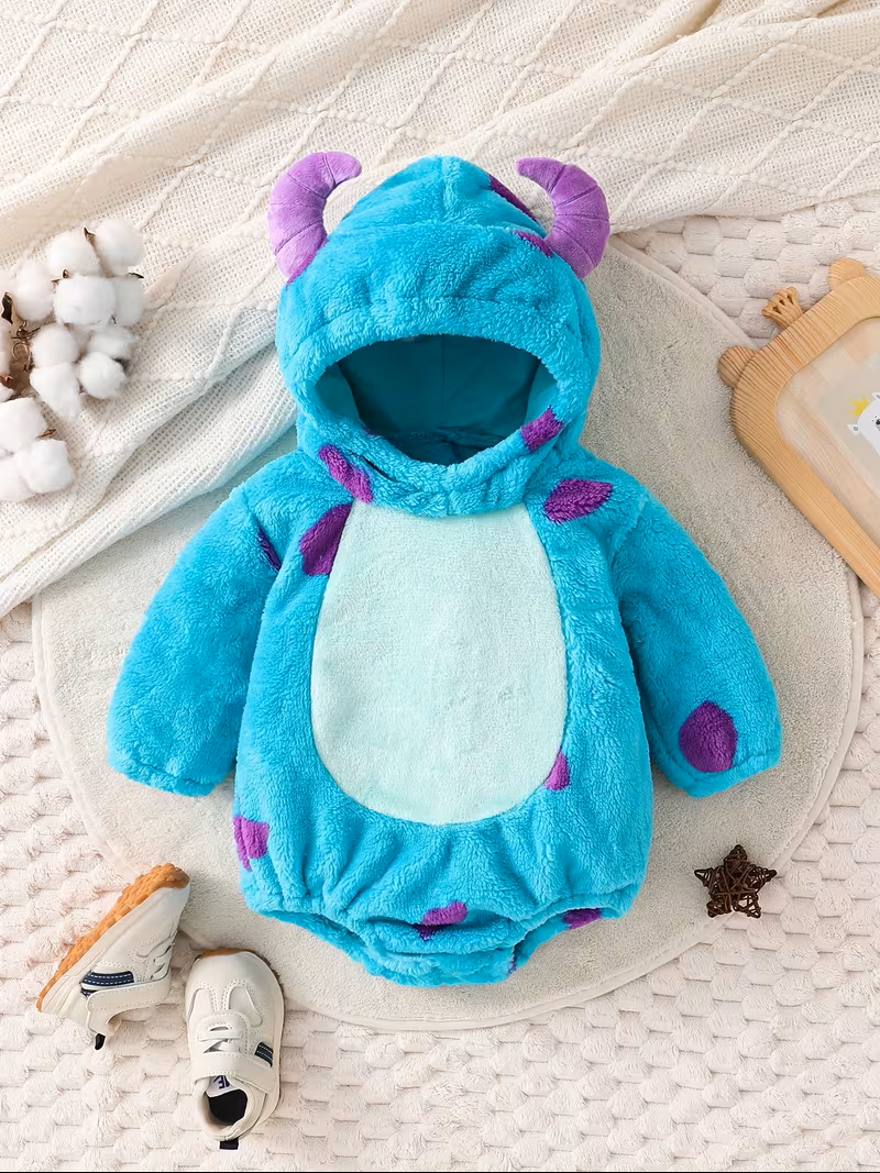 Cozy Monster-Ultra‑soft fleece baby monster costume romper