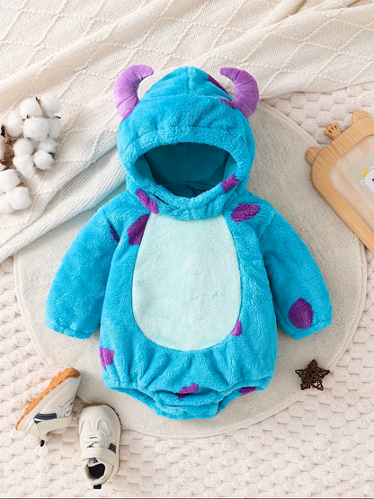 Cozy Monster-Ultra‑soft fleece baby monster costume romper