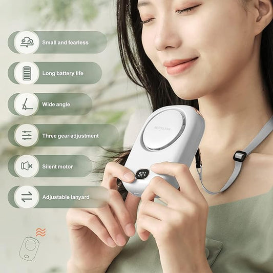 Portable Neck Fan, Mini SmallPersonal Handheld Fan USB Rechargeable 3Speed