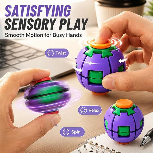 Push-to-Spin Kinetic Ball, 2-in-1 Press & Auto-Rotate Sensory Spinner（❤️Buy 2, save $5.9❤️）
