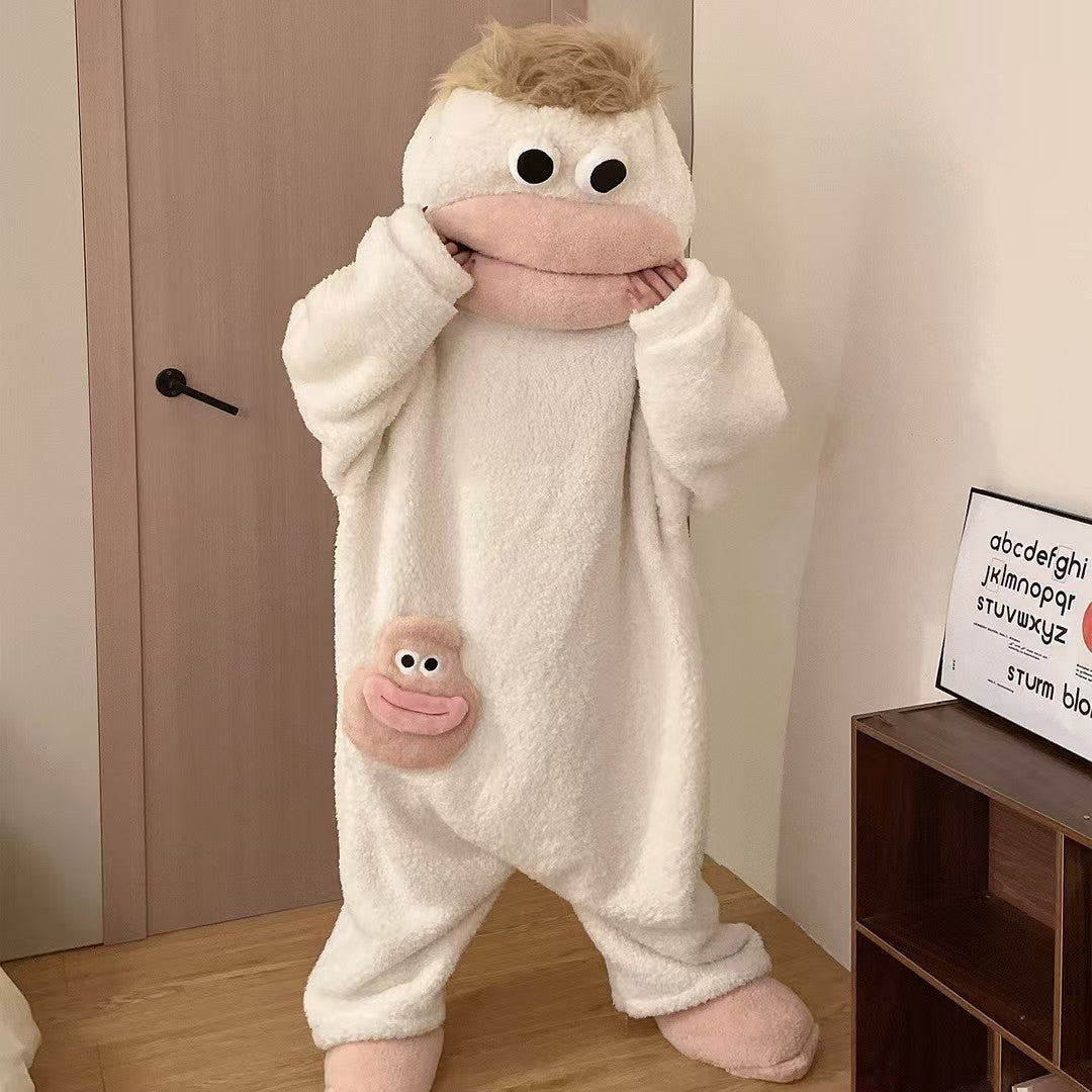 Silly Onesie, Funny Green Monster Hooded Fleece OnesiePajamas, Cozy Ultra-Soft Plush One-Piece Loungewear
