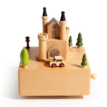 Wood Musical Box Birthday HomeDecoration Rotating Music Boxes MagneticTrain Toy with Mountain Tunnel for Kids BoysGirls