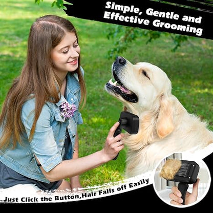 Professional 3PCS Self Cleaning Slicker Brush & Pet Grooming Rake & Flea Comb
