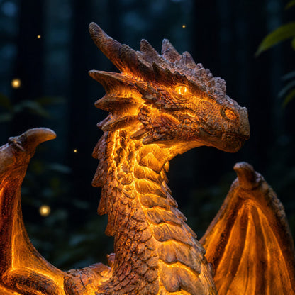 Dragon Legacy Golden Ember Solar Dragon Garden Statue Light
