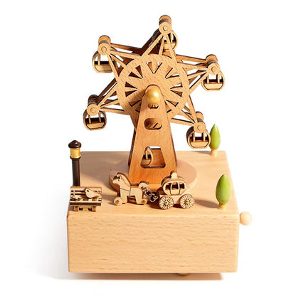 Wood Musical Box Birthday HomeDecoration Rotating Music Boxes MagneticTrain Toy with Mountain Tunnel for Kids BoysGirls