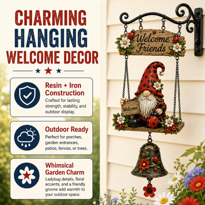 Rustic Garden Gnome Bell Outdoor Decor🐞🌸