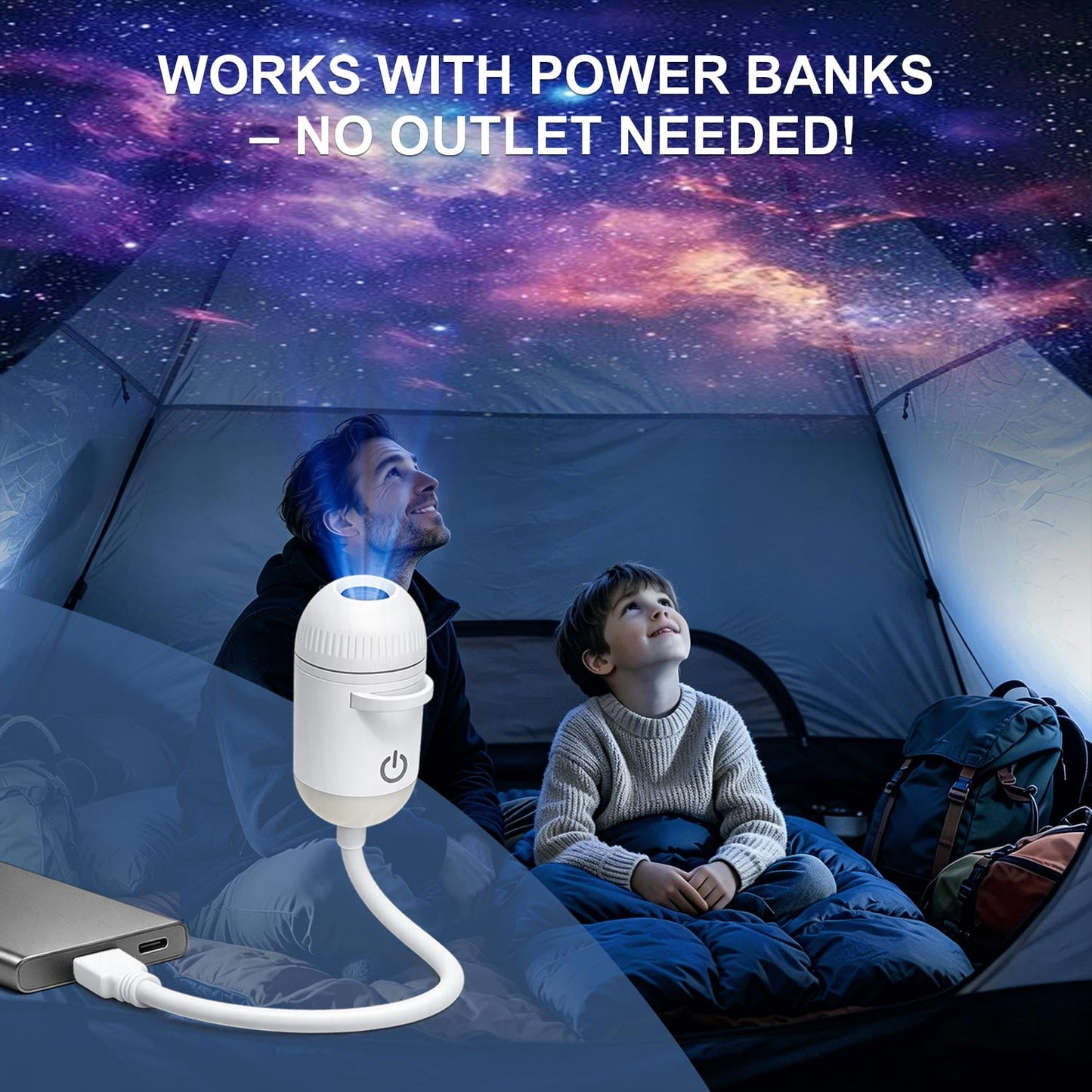 Galaxy Projector Night Light,USB Power Light with  Sliding Projection Films,Adjustable Brightness 360° Rotating Design for Car and Home Decoration