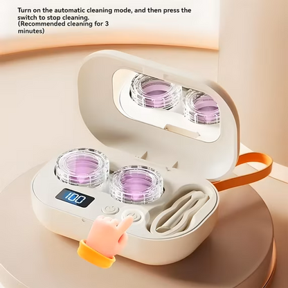 Rechargeable Ultrasonic Contact Lens Cleaner, Contact LensApplicator Tool, Gentle Cleaning & 99% Brightness（BUY MORE SAVE MORE)