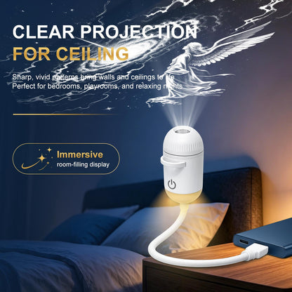 Galaxy Projector Night Light,USB Power Light with  Sliding Projection Films,Adjustable Brightness 360° Rotating Design for Car and Home Decoration