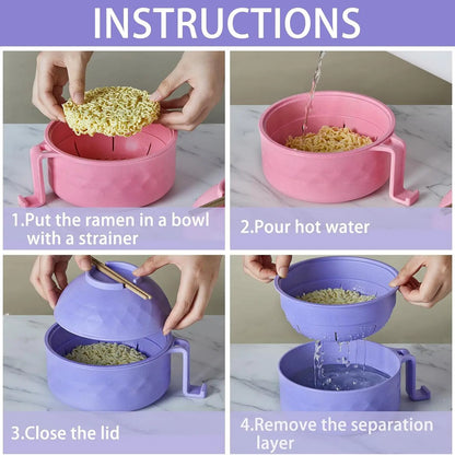 Ramen Bowl Set - 2 Sets with Utensils & Lids