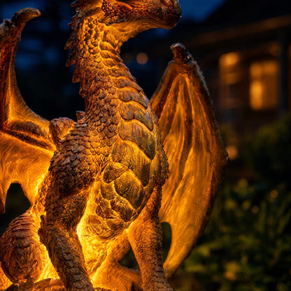 Dragon Legacy Golden Ember Solar Dragon Garden Statue Light