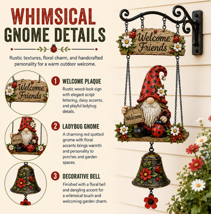 Rustic Garden Gnome Bell Outdoor Decor🐞🌸