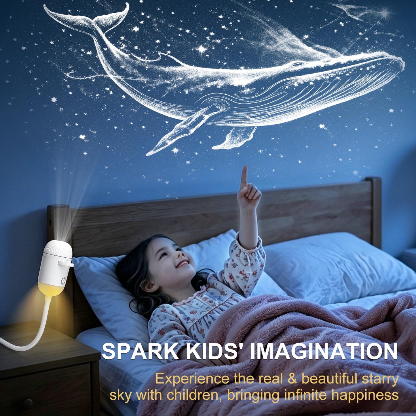 Galaxy Projector Night Light,USB Power Light with  Sliding Projection Films,Adjustable Brightness 360° Rotating Design for Car and Home Decoration