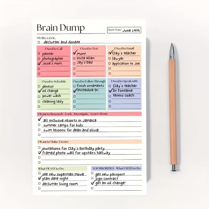 50 Sheets Daily Planner Notepad, Task Checklist To Do List Organizer Pad, Brain Dump Planning Notebook（BUY MORE SAVE MORE)