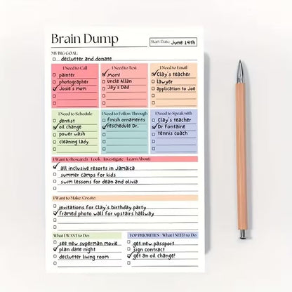 50 Sheets Daily Planner Notepad, Task Checklist To Do List Organizer Pad, Brain Dump Planning Notebook（BUY MORE SAVE MORE)