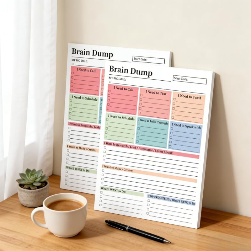 50 Sheets Daily Planner Notepad, Task Checklist To Do List Organizer Pad, Brain Dump Planning Notebook（BUY MORE SAVE MORE)