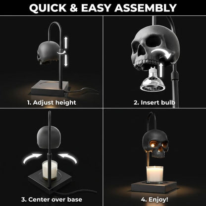 Skull Candle Warmer Lamp with Timer and Dimmer, Black Gothic Decor