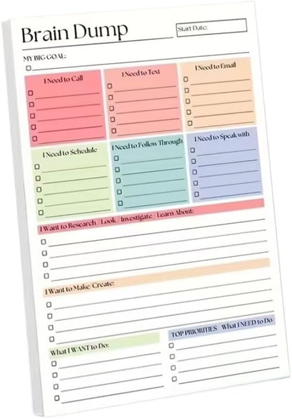 50 Sheets Daily Planner Notepad, Task Checklist To Do List Organizer Pad, Brain Dump Planning Notebook（BUY MORE SAVE MORE)
