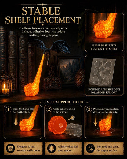 Dragon Bookshelf Nook Light, 3D Printed Fire-Breathing Fantasy Shelf Decor